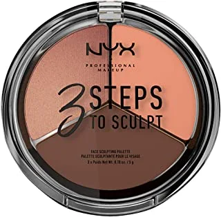 NYX Professional Makeup 3 Steps to Sculpt Face Sculpting Palette, Deep 04 3STS04