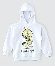 Looney Tunes Tweety Hooded Sweatshirt for Senior Girls - White, 13-14 Year