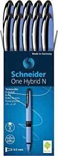 قلم حبر سائل Schneider One Hybrid N ، رأس إبرة مختلط 0.5 مم ، برميل أزرق فاتح ، حبر أسود ، صندوق من 10 أقلام (183501)