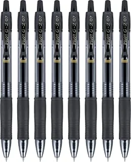Pilot, G2 Premium Gel Roller Pens, Fine Point 0.7 mm, Black, Pack of 8