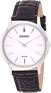 Seiko Unisex-Adult Solar Powered Watch, Analog Display and Leather Strap SUP873P1