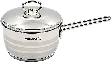 Korkmaz Ybmhome Astra Stainless Steel Capsulated Saucepan, High Polish Finish, Silver, 2 Quart, a1892