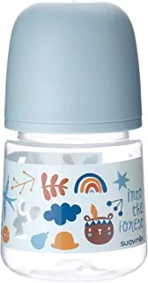 زجاجة حلمة فسيولوجية من السيليكون ذات رقبة واسعة للتغذية من Suavinex SX Pro ، 0 شهر ، 150 مل ، S ، FS ، أزرق ، غابة