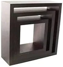 Set of 3 Cube Wall Shelves Brown