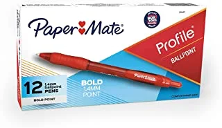 Paper Mate 89467 Profile Retractable Ballpoint Pens, Bold (1.4mm), Red, 12 Count