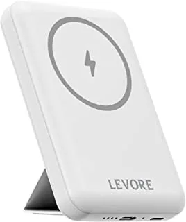 Levore Wireless Magnetic PowerBank 5000 مللي أمبير ، سريع الشحن PD20W ، 15 واط | أبيض