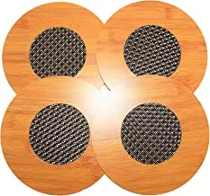 Natural Bamboo Coaster Round Pad For Table Protection 4 Pcs Set Small
