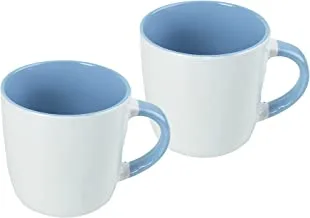 2-Piece Ceramic Mugs Set Each 350ml (White/Blue)