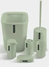 Polypropylene bathroom accessories set (green, 6 pieces)