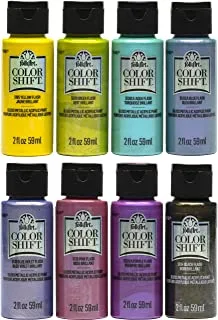 FolkArt Color Shift Glossy Metallic Finish Acrylic Craft Paint Set Designed for Beginners and Artists, Non-Toxic Formula Perfect for Indoor and Outdoor Projects, 2 oz, 8 Fl Oz