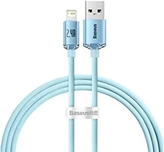 Yato Baseus Crystal Shine Series 2.4A USB to iPhone Fast Charging Data Cable, 1.2 Meter Length, Sky Blue