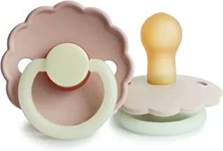 Frigg Daisy Latex Baby Pacifier 0-6M 2-Pack Blush Night/Cream Night - Size 1, 200.0 grams