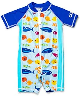 COEGA Baby Boys 1pc Swim Suit-Blue Bubble Fish