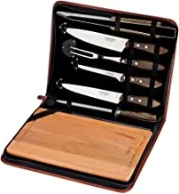 Tramontina 8 Pcs Complete BBQ Knives Set with Cutting board Polywood Handles Impact heat and Water Resistant 5 years warranty