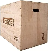 صندوق Plyo الخشبي 3 في 1 من FORCE USA للتمارين من جميع مستويات المهارة بثلاثة ارتفاعات مختلفة ، 20 بوصة ، 24 بوصة ، 30 بوصة (51 سم ، 61 سم ، 76 سم)