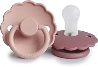 FRIGG Daisy Silicone Baby Pacifier 0-6M 2-Pack Blush/cedar - Size 1