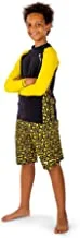 COEGA Youth Boys Rashguard Long Sleeves-Yellow Batman Logo