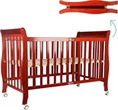 سرير أطفال خشبي قابل للطي من مون (129 × 69 × 96 سم) - بني