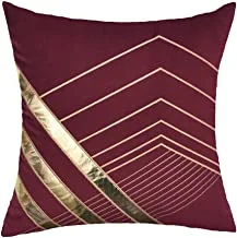 DONETELLA Cushion Cover, 45x45 cm (18x18 inch) Throw Pillowcase With Beautiful Embroidered Golden Striped Cushion Case, Suitable For Sofa Bed Living Room And Couch (Without Filler) (DESIGN 2)