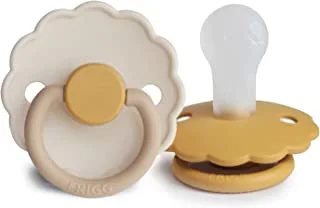 FRIGG Daisy Silicone Baby Pacifier 0-6M 2-Pack Chamomile/Honey gold - Size 1
