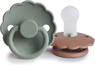 Frigg daisy silicone baby pacifier 0-6m 2-pack lily pad/rose gold - size 1