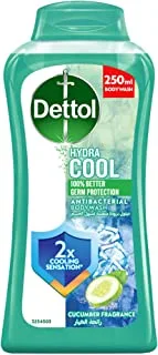 Dettol Hydra Cool Shower Gel & Body Wash, Cucumber & Icy Menthol Fragrance for Effective Germ Protection & Personal Hygiene, 250ml