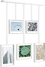 Umbra Exhibit Picture Frame Gallery Set Adjustable Collage Display for 5 Photos, Prints, Artwork & More Holds Two 4 x 6 inch and Three 5 x 7 inch Images, White, 5 Opening