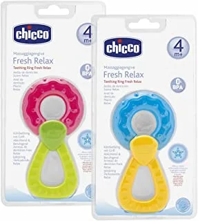 hicco Fresh Relax Ring with Handle Pink/Green Teether, 57 Grams