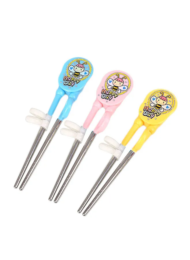 Generic Pair Of 3 Stainless-Steel Chopsticks Multicolour