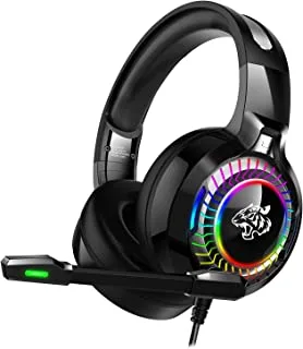 Datazone gaming headset, dynamic RGB headset, soft leather, with microphone, 3.5mm port for games, mobile phone, PC. G2300 Black, Wired