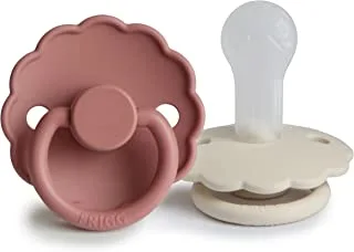 FRIGG Daisy Silicone Baby Pacifier 6-18M 2-Pack Cream/Powder Blush - Size 2
