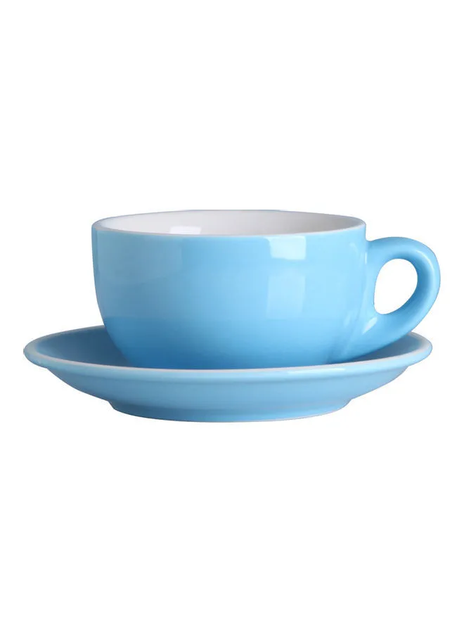 Shuer 2-Piece Ceramic Coffee Cup And Saucer Set Blue/White 9.8x9.8x7cm