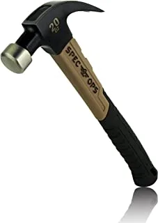 Spec Ops Tools Fiberglass Hammer, 20 oz, Smooth Face, Curved Claw, Shock-Absorbing Grip, 3% Donated to Veterans