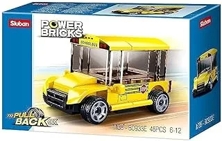 Sluban Power Bricks Series - School Bus Building Blocks- For Age 6+ Years Old - 46Pcs Yellow