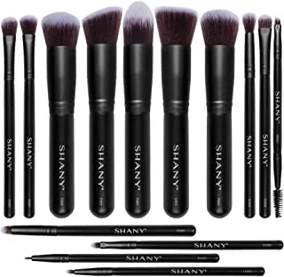 SHANY Black Bombshell 14-Piece Brush Set – Elite Cosmetics Brush Collection - Complete Kabuki Makeup Brush Set in Black - 14 PCS