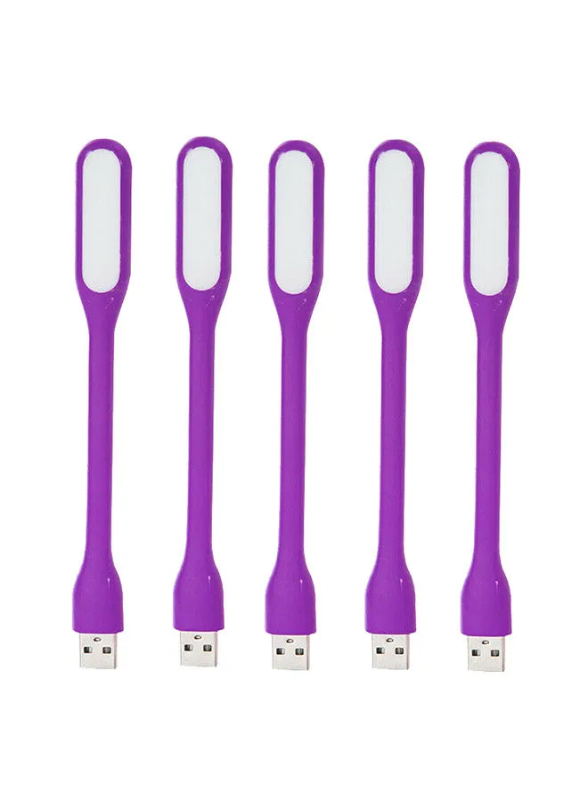 Generic 5-Piece Flexible Mini USB LED Night Light For Laptop And Power Bank Purple 16.51x1.78x0.89cm