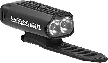 LEZYNE Micro Drive 600XL Bicycle Headlight, Bright 600 Lumens Dual LEDs, Daytime Flash, USB Rechargeable, 9 Output Modes, 44 Hour Runtime, Durable, Front Bike Light