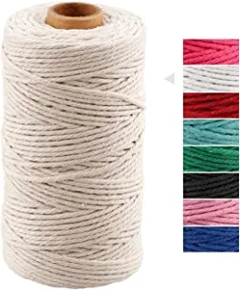 SHOWAY 3 MM Macrame Cord,Strong Food Safe Cotton Cooking String for Tying Meat, Baking, DIY Crafts, Gifts Making Sausage and Packaging Decoration 100 M Kitchen Bakers String