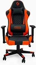 Professional Gaming Chair By Porodo Gaming, Adjustable Backrest & Armrest With Cushion, Ergonomic High Back Pu Leather Racing Style Computer And Game Chair, Class 3 Gas Lift - Black/Orange