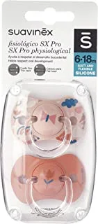 Suavinex Physiological Silicone Soother Teat Set, S +6/18 Months, Pink Forest