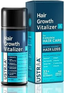 USTRAA Hair Growth Vitalizer 100ml - يعزز نمو الشعر ، ويمنع تساقط الشعر - زيت الشعر مع Redensyl ، Saw Palmetto ، زيت جنين القمح والجوجوبا ، بدون كبريتات ، بدون بارابين ، بدون سيليكون ، بدون زيت معدني.