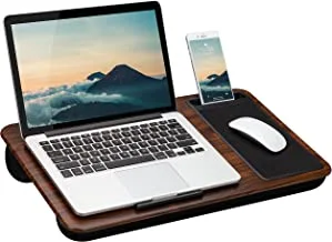 Lapgear Home Office Lap Desk With Device Ledge, Mouse Pad, And Phone Holder - Espresso Woodgrain - Fits Up To 15.6 Inch Laptops - Style No. 91575