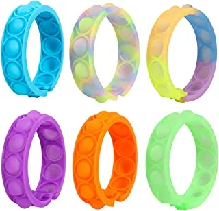 IBAMA 6Pcs Pop Bracelet Fidget Toy Fidget Bracelet Glow in The Dark Wearable Push Bubble Wristband Sensory Toys Hand Finger Press Toy Silicone Stress Reliever Toys for Kids Anxiety