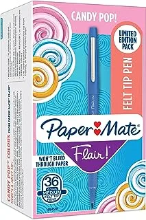 أقلام رصاص Paper Mate® Flair® Felt Tip ، Medium Point ، إصدار محدود من Candy Pop ™ Pack ، صندوق من 36