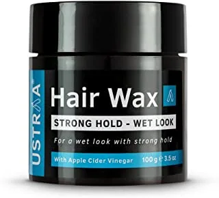 Ustraa Strong Hold Hair Wax - Wet Look - 100g - Non-greasy wax, Easy-to-Wash, Strong & shiny wet Italian look without harmful chemicals or fixatives