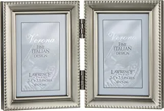 Lawrence frames bead border design, 2.5x3.5 double, pewter