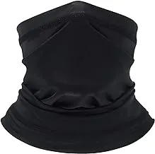 Showay cooling gaiter lightweight thin neck gaiter summer protection from sun, surf, wind and moisture face mask headwear headband bandana for outdoor sport, black, one size