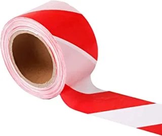 MARKQ Hazard Warning Tape, 7.6 cm x 91.4 M Red and White Non-Adhesive Barrier Tape, Caution Safety Barricade Construction Tape for Danger/Hazardous Areas