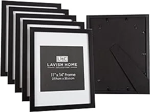 Set of 6 Picture Frames - 11x14 Photo Frame Set with Stand and Hooks for Gallery Wall or Family Portrait - Picture Wall Decor by Lavish Home (Black)