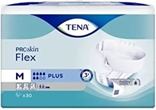 TENA Flex Plus Incontinence Adult Diapers, White, Medium, 30 Count